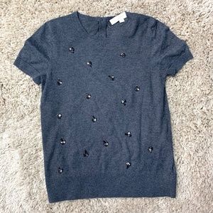 Ann Taylor Loft Embellished Short Sleeve Shirt